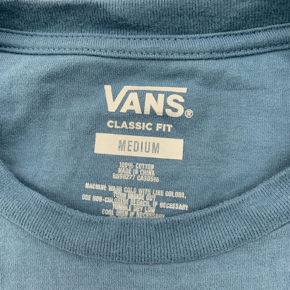 VANS Crewneck T Shirt Mens Medium Classic Fit Blue 100% Cotton Short Sleeve - Picture 3 of 12